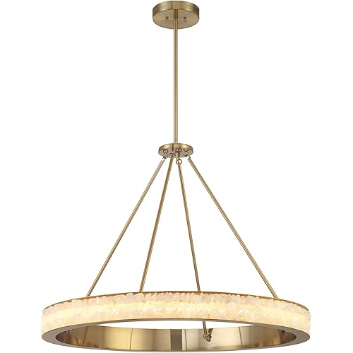 Minka Lavery 3888-776-L Divinely Acrylic Quartz Crystalline Ring LED Chandelier, 1-Light 35 Watt, 29" H x 37" W, Celeste Brass
