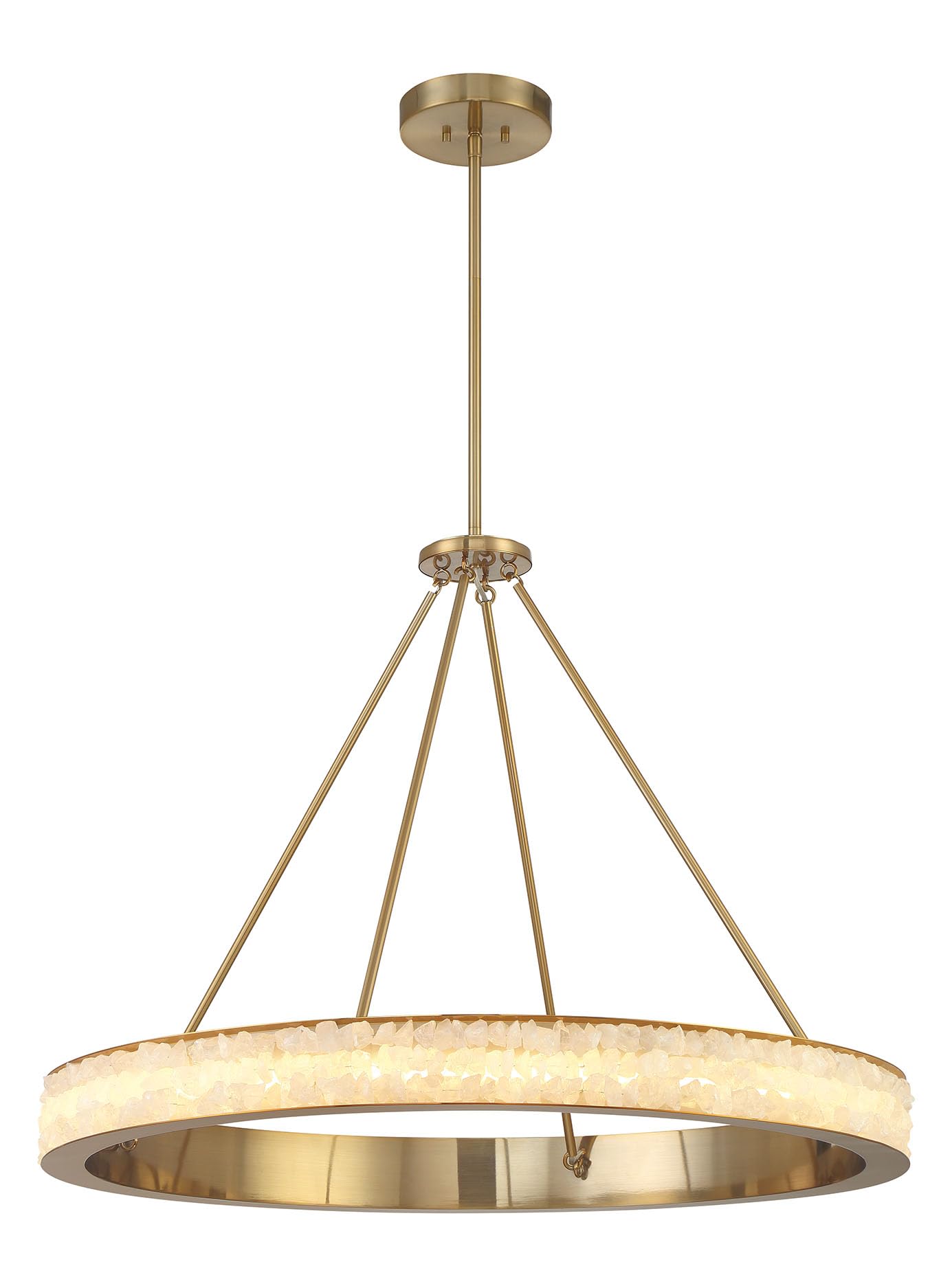 Minka Lavery 3888-776-L Divinely Acrylic Quartz Crystalline Ring LED Chandelier, 1-Light 35 Watt, 29" H x 37" W, Celeste Brass
