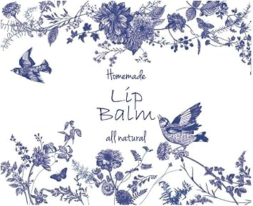 Homemade Skincare Products Adhesive Labels Stickers for Lip Balm Container Tubes 20pcs Clear Blue Floral