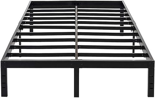 OmiNight Marco de cama individual XL de 14 pulgadas plataforma resistente de 3500 libras soporte de listones de acero no necesita somier fácil