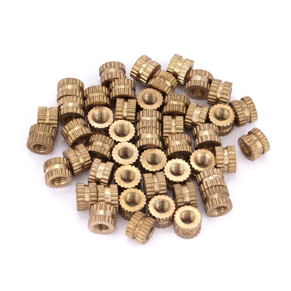 Inserto in ottone, 50 pz M3 Cilindro in ottone Zigrinato Rotondo Inserti sagomati Dadi incorporati(M3*5 * 5.3（50pcs）)