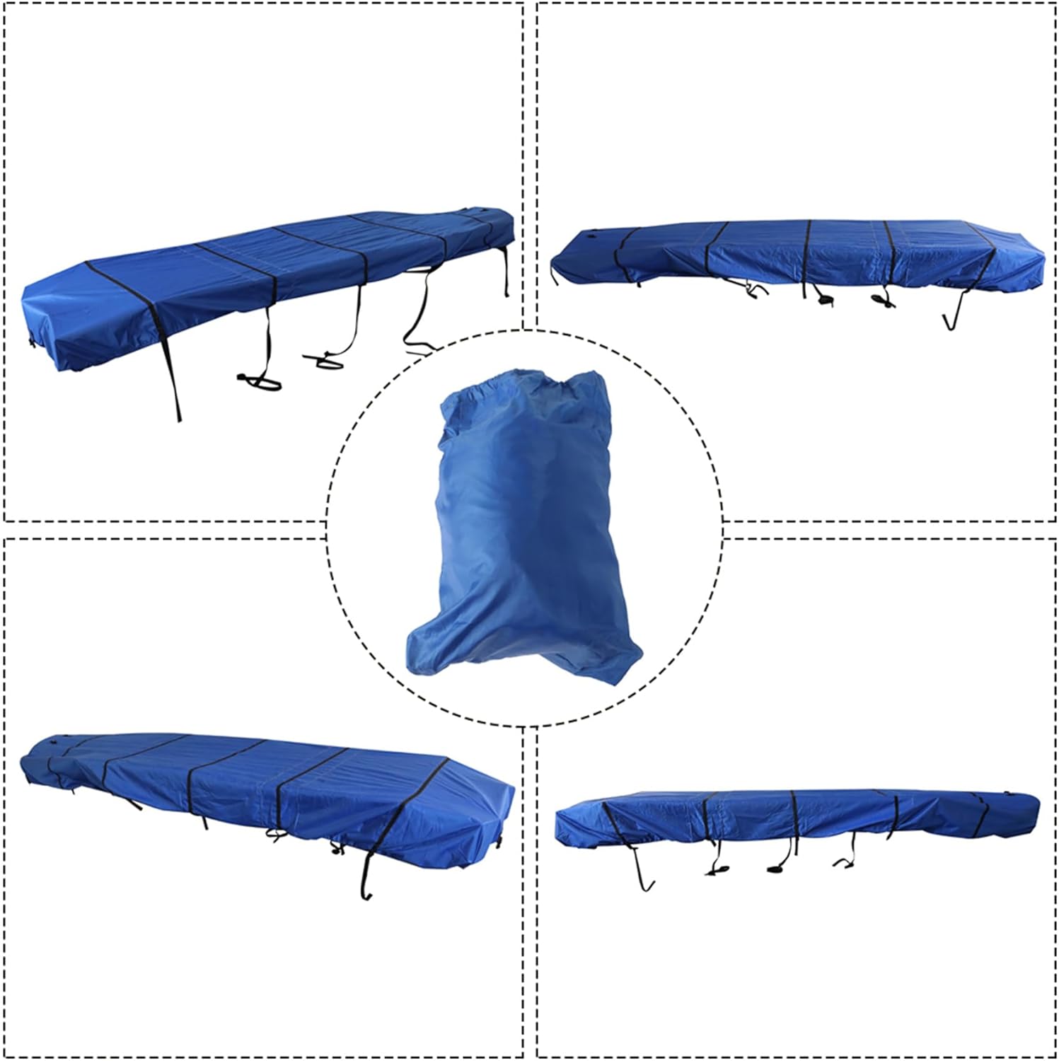 Silscvtt Blue 210D Heavy Duty Outdoor Trailerable Boat Cover Replacement for Jon Boat 14ft Long Beam Width to 70