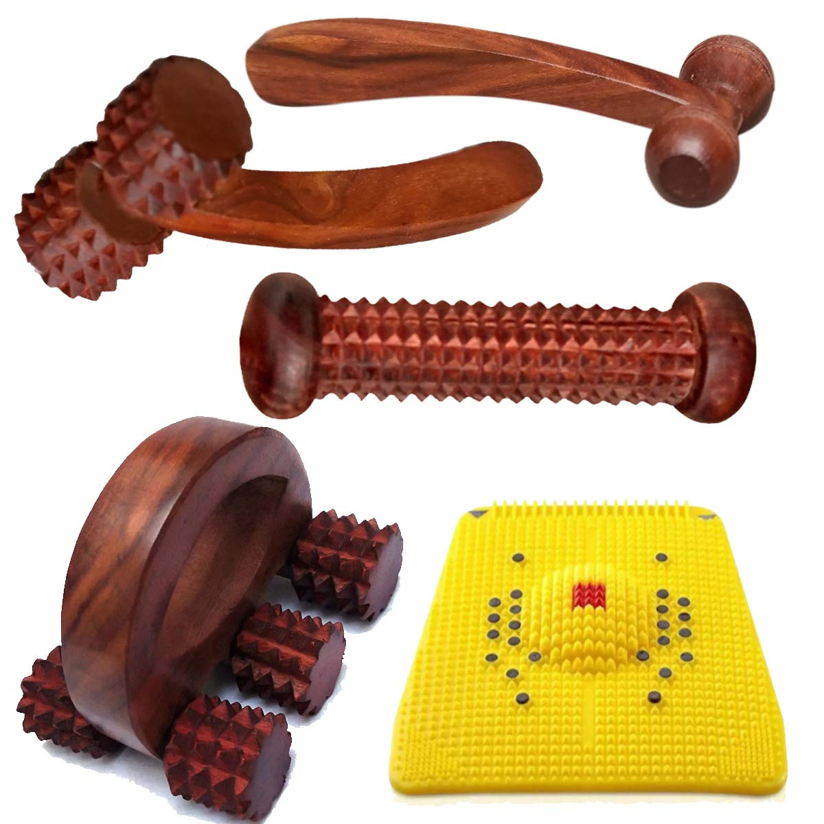 FA INDUSTRIES® Wooden Massager Tool for Back, Foot, Neck, Legs, Waist, Body Pain Relief and Massage Therapy - Anti Cellulite Wooden Massage Tools for Muscle Pain Relief (Pack of 5)