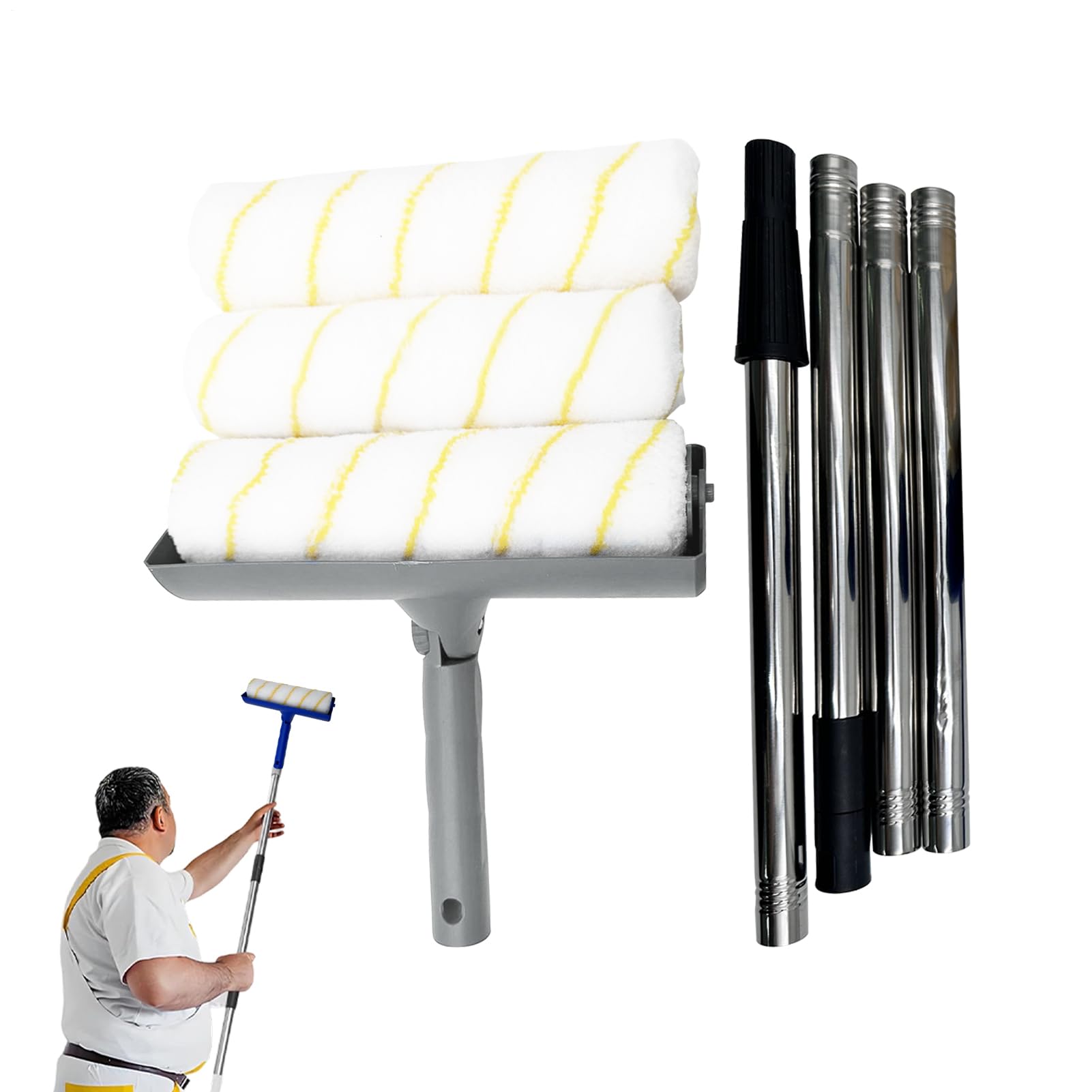 Kit Rullo Verniciatura Rullo Verniciatura per Casa | Applicatore Morbido con Allungabile per Ristrutturazione Casa Progetti Arte Mobili Spazi Commerciali