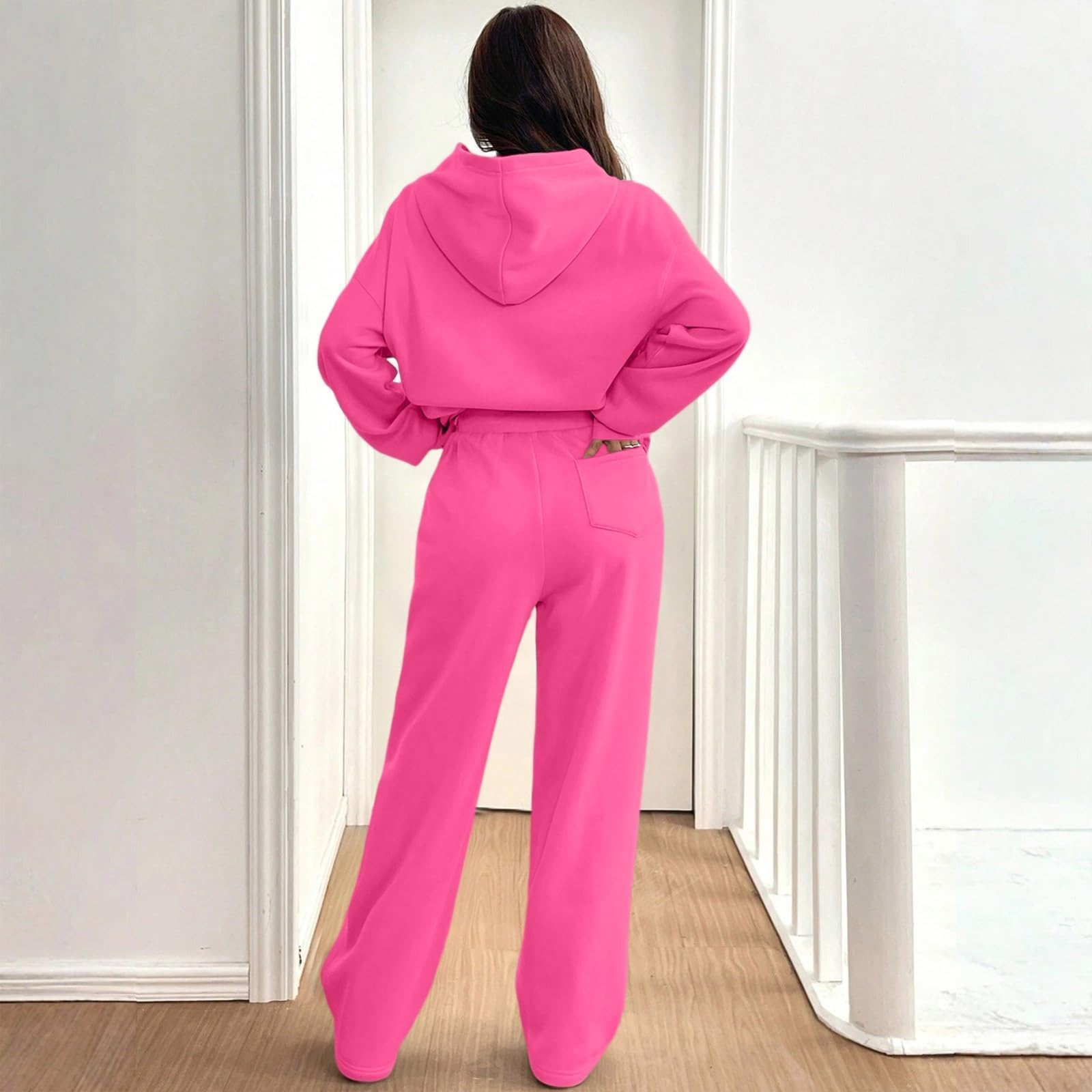 Damski dres do joggingu, odzież wypoczynkowa, zestaw dresowy, jednolity kolor, dwuczęściowe dresy, strój rekreacyjny, bluza i spodnie do joggingu, odzież sportowa, na wiosnę, jesień, zimę