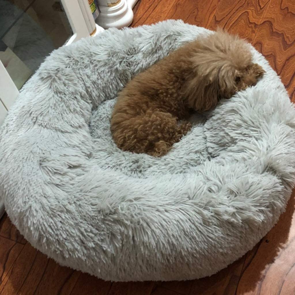 Katzensofa Lange Plüsch Super Weiche Haustier Bett Zwinger Hund Runde Katze Winter Warme Nest Welpen Kissen Matte Tragbare Liefert Für Hundekissen(Dark Gray,7 3/8)