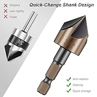 Vista 6 de Broca avellanadora de 82 grados HSS de 1/4 a 3/4 pulgadas con vástago hexagonal de 1/4 de pulgada, broca avellanadora para madera, metal, plástico