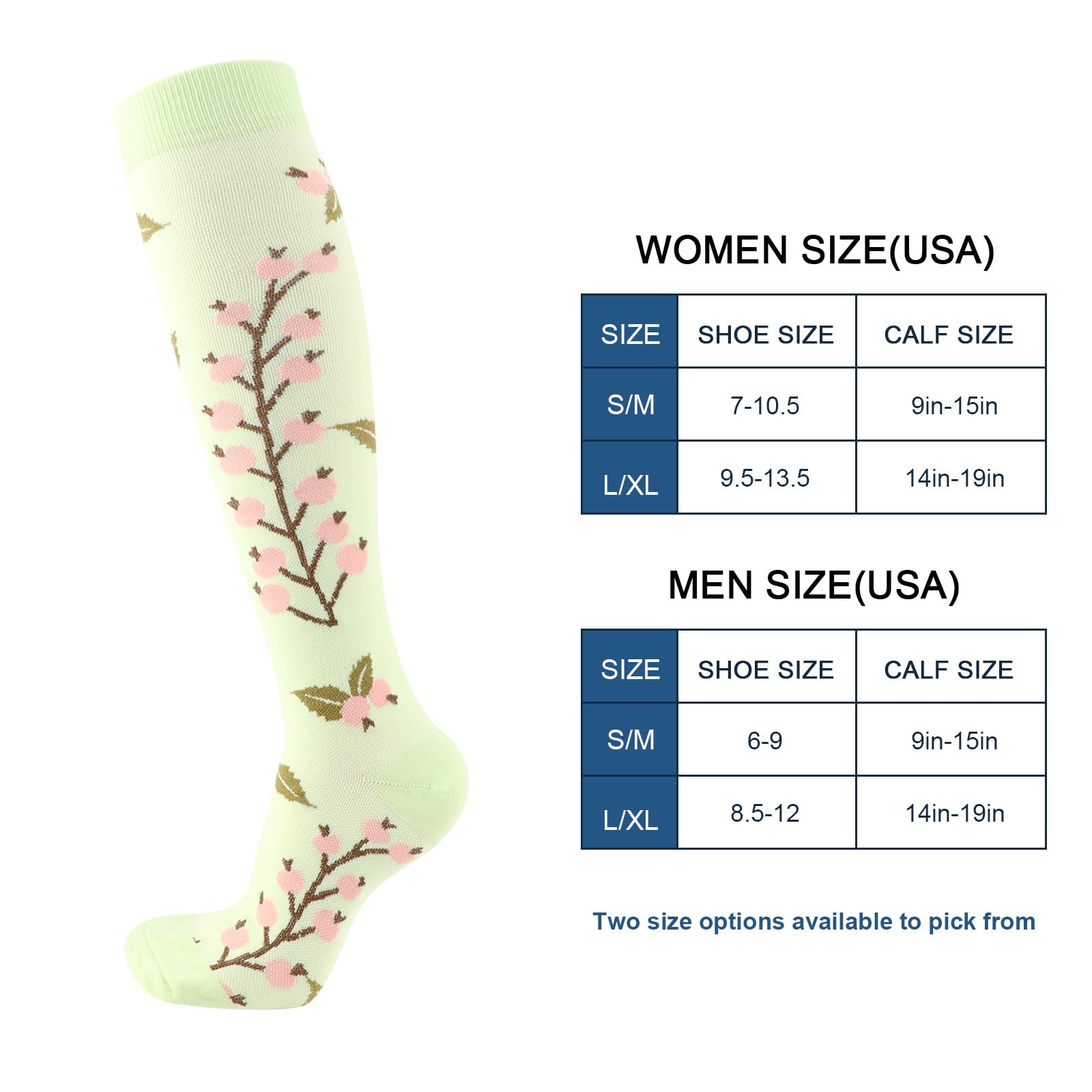 DRESHOW Chaussettes de Compression pour Hommes et Femmes Chaussettes de Compression pour Sportive, Cyclisme, Voyage en Avion, Course à Pied