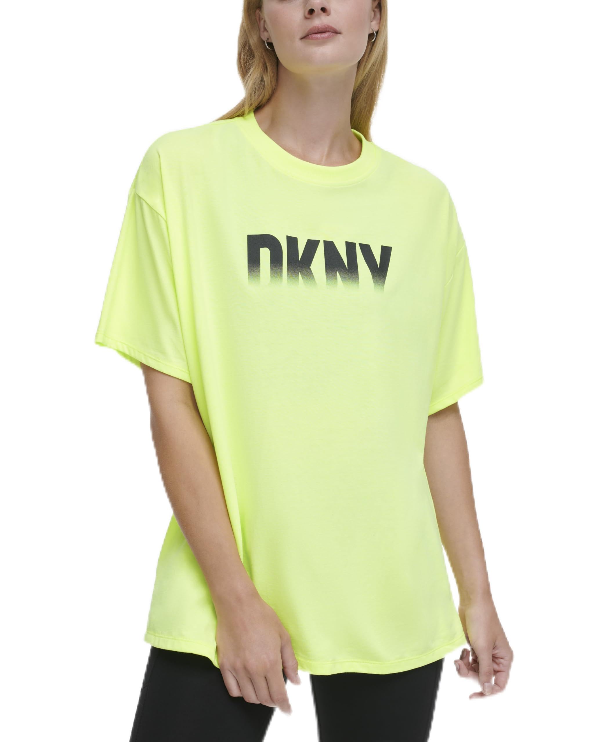DKNY Women's Fade Away Logo Relax Shirt T, Zest, L