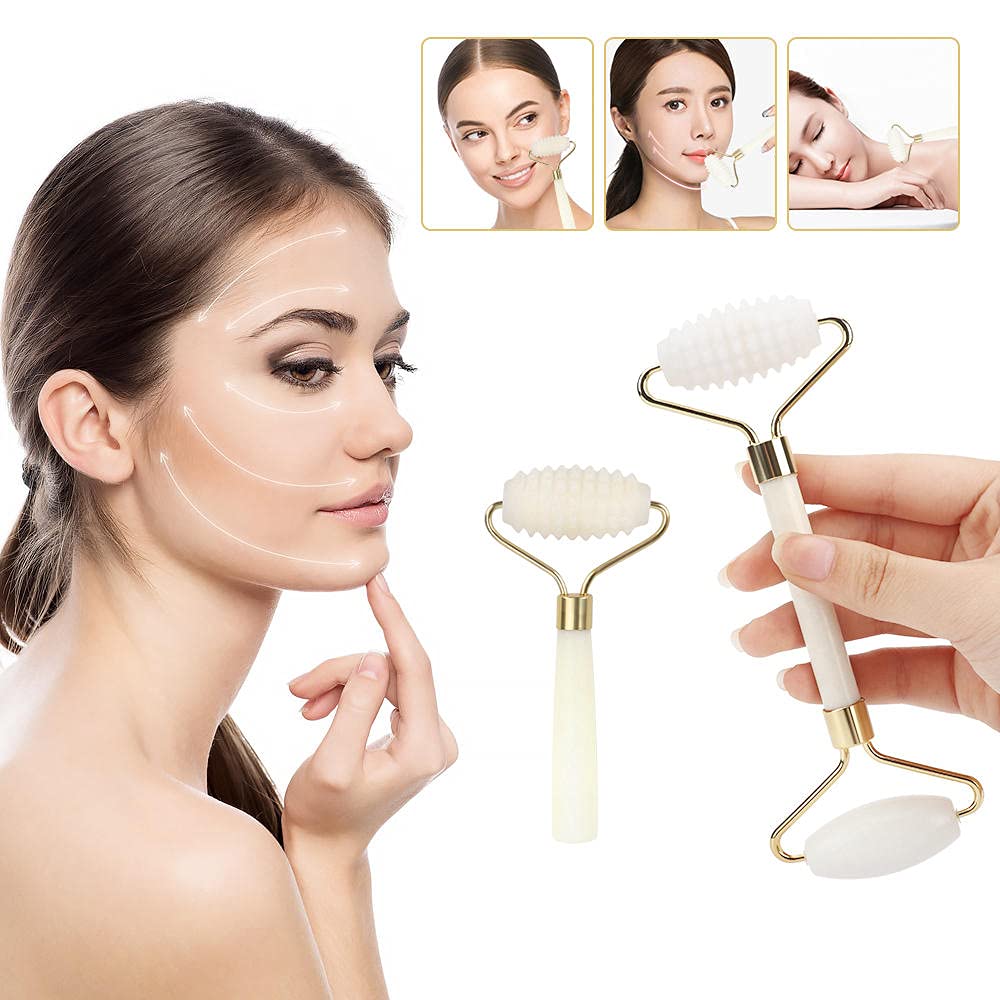 Rodillo de masaje de práctica portátil de jade facial natural antiarrugas pérdida de peso facial Shaper cuerpo pie herramientas de relajación belleza a estilo caja blanca