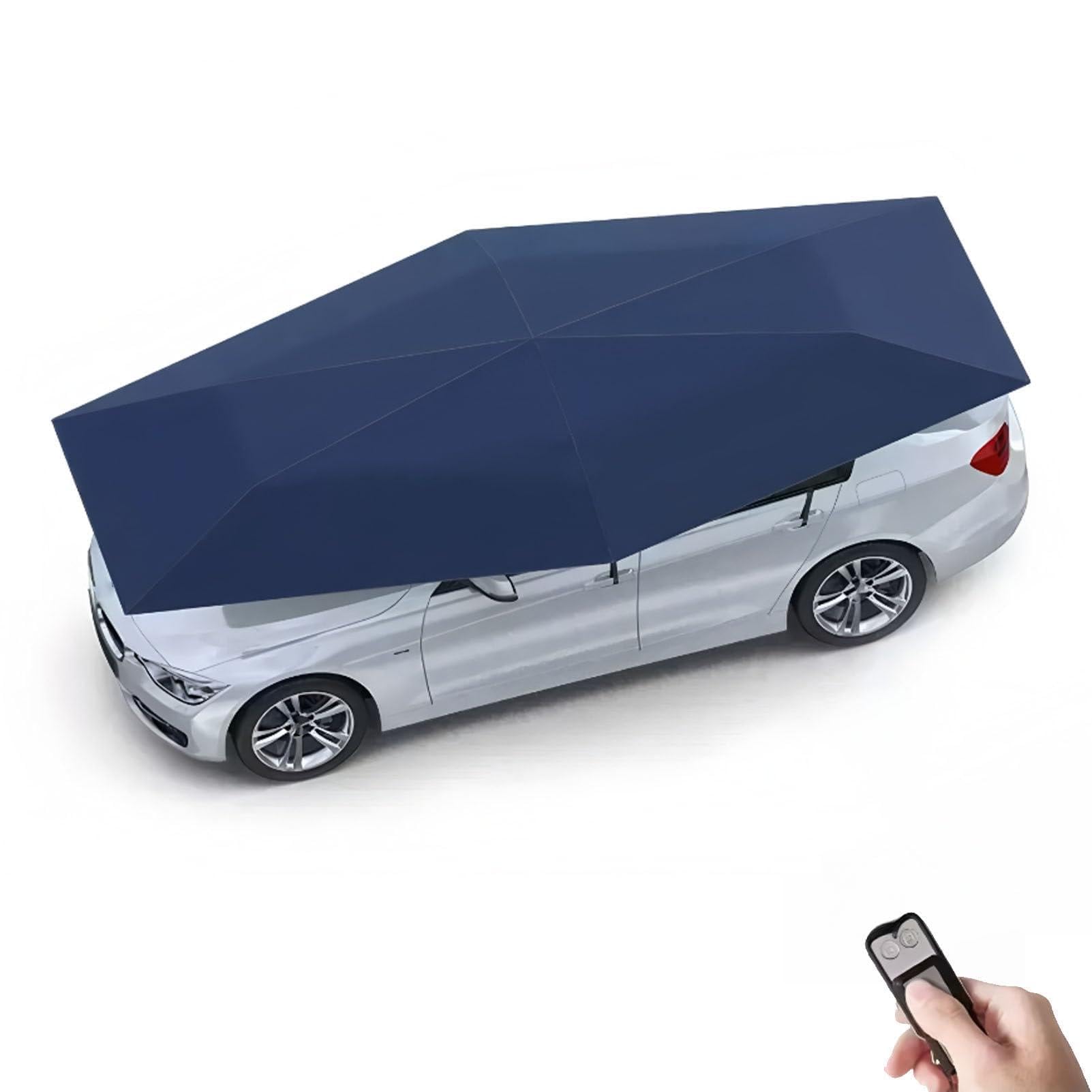 Tenda Ombrello Completamente Automatica da 5,2M con Corde Regolabili, Tettoia Mobile UPF 30+, Facile da Installare con Ventose, per SUV, Camion E Furgoni Navyblue-5.2M