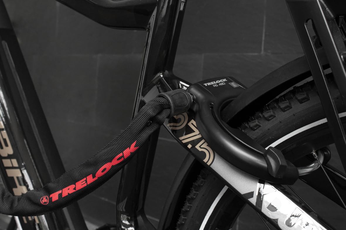 AXA - Antivol de cadre RS 480 - Haute sécurité - Niveau de sécurité 13 - Chaîne à encastrer compatible - Convient pour les vélos électriques - Clé amovible - Argent