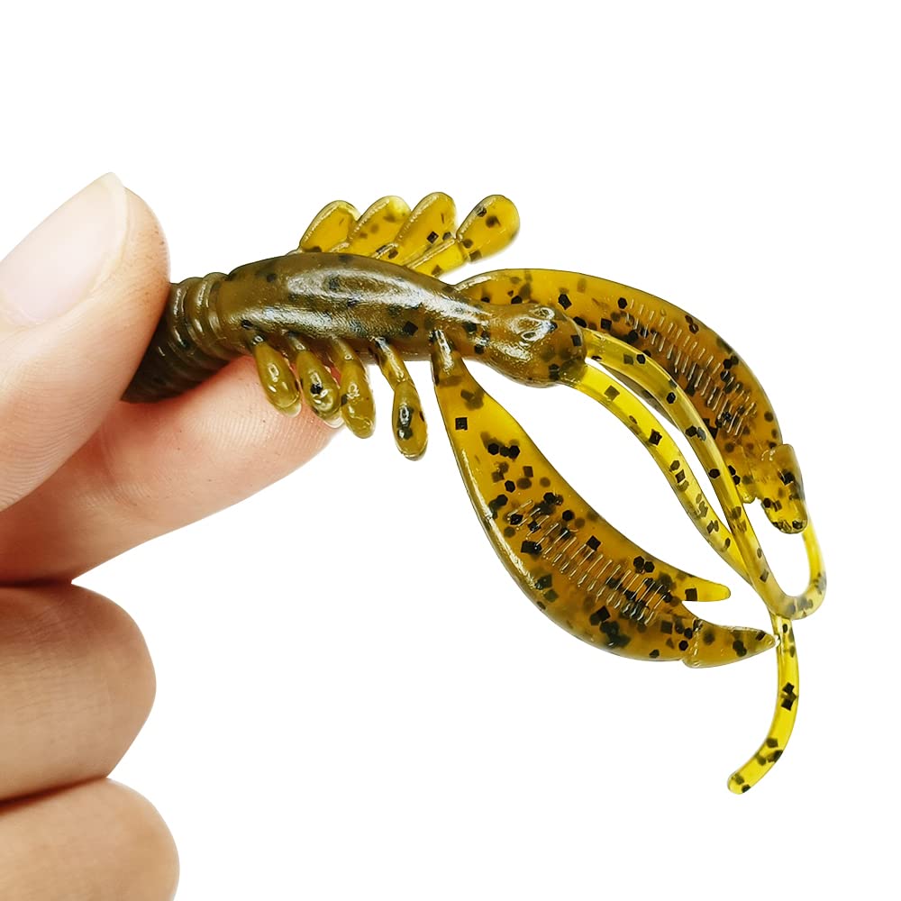 trifyd ® - Leurres Souples Creatures ecrevisa da 7,5 cm per Truite, cavalli, Perchetta, Piccoli carnassier, Confezione da 10 esche da pesca + 3 teste piombate
