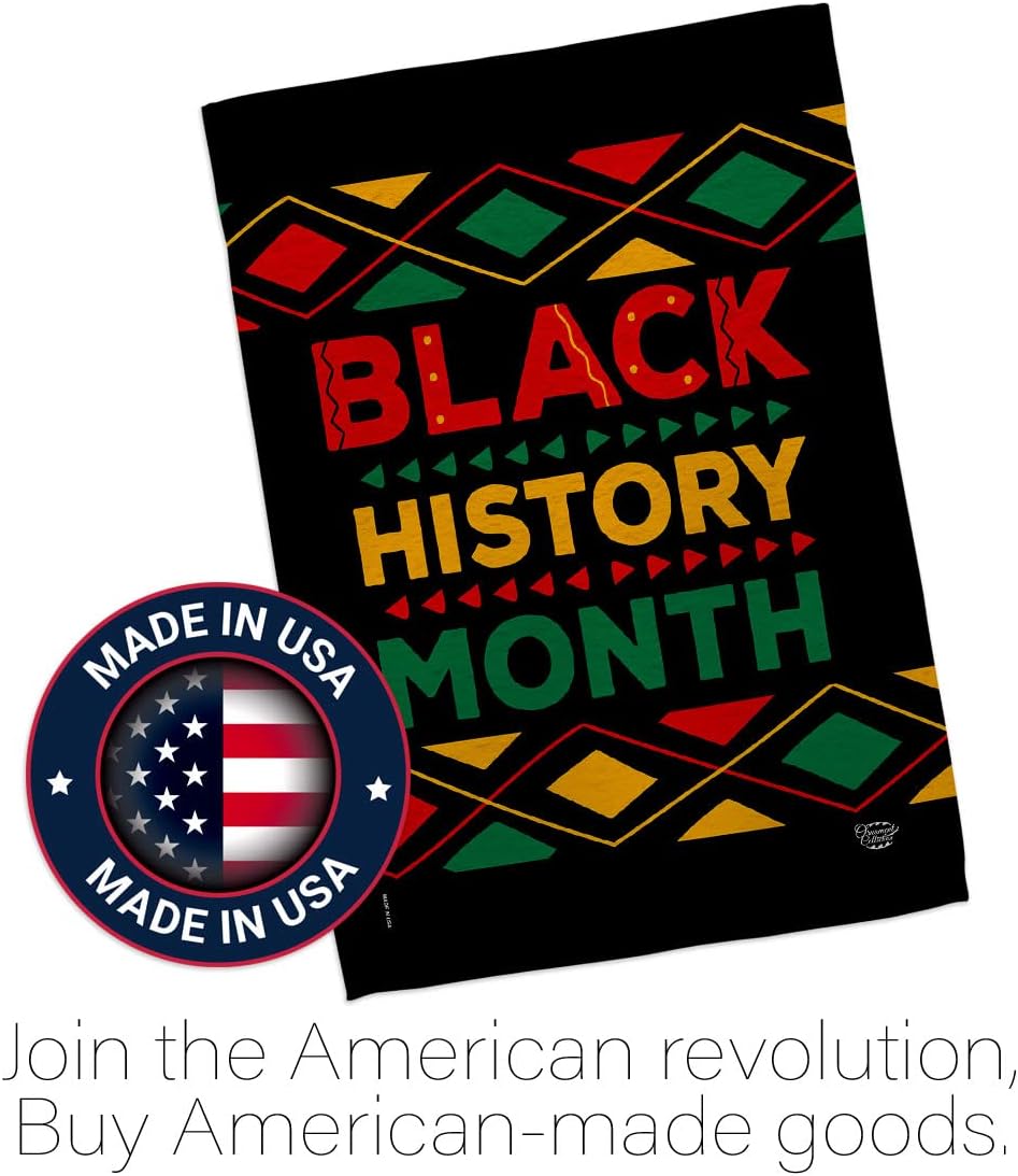 Black History Month House Flag Support Cause BLM Anti Racism Justice Revolution Movement Equality Social Decoration Banner Small Garden Yard Gift Double-Sided, Made in USA