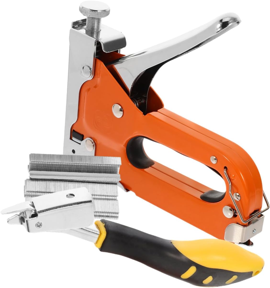 VALICLUD Heavy Duty Staple Gun Woodworking Stapler with 600 Multipurpose Staples for Carpets and Furniture Repair