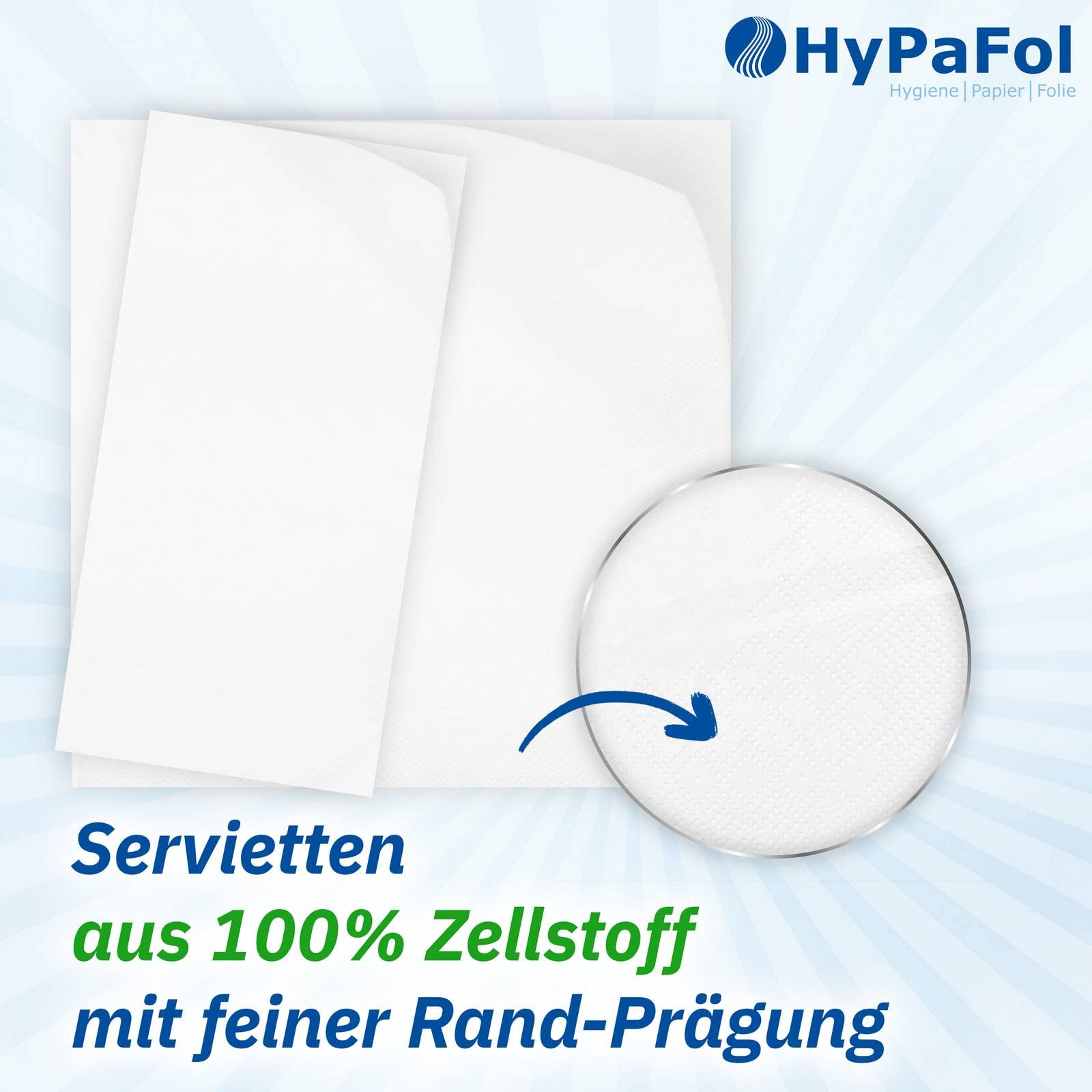 Servietten 33x33 cm, weiß 2-lagig, 1/8-Buchfalz, 16x 250 Stück