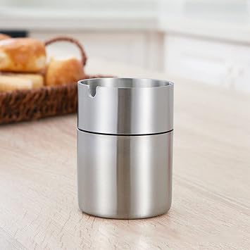 Gloryite 1pc Stainless Steel Ashtray Ashtray Thickened Stainless Steel Ashtray Suitable for Office, Home, Bar, Hotel, Car (7×9.4cm)