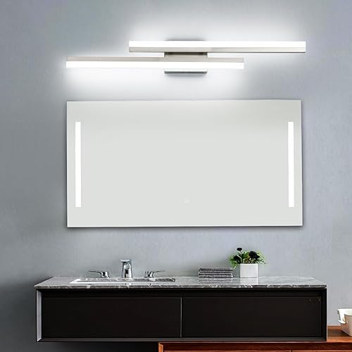 Miniatura 8 de PRESDE Lámpara LED de tocador de 32 pulgadas de níquel cepillado para baño, moderna barra de iluminación de pared de baño sobre espejo