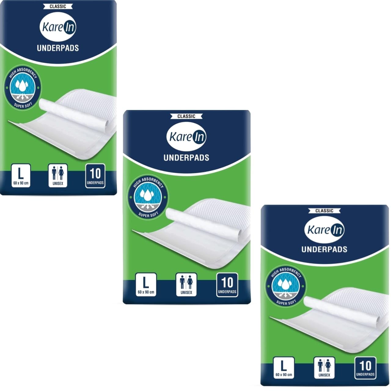 KareIn Classic Underpads, Large, 60 x 90 Cm, Superior Absorbency, Leak Proof, Pack of 3,30 Count (B0CNXRBW6L) Amazon Price History, Amazon Price Tracker