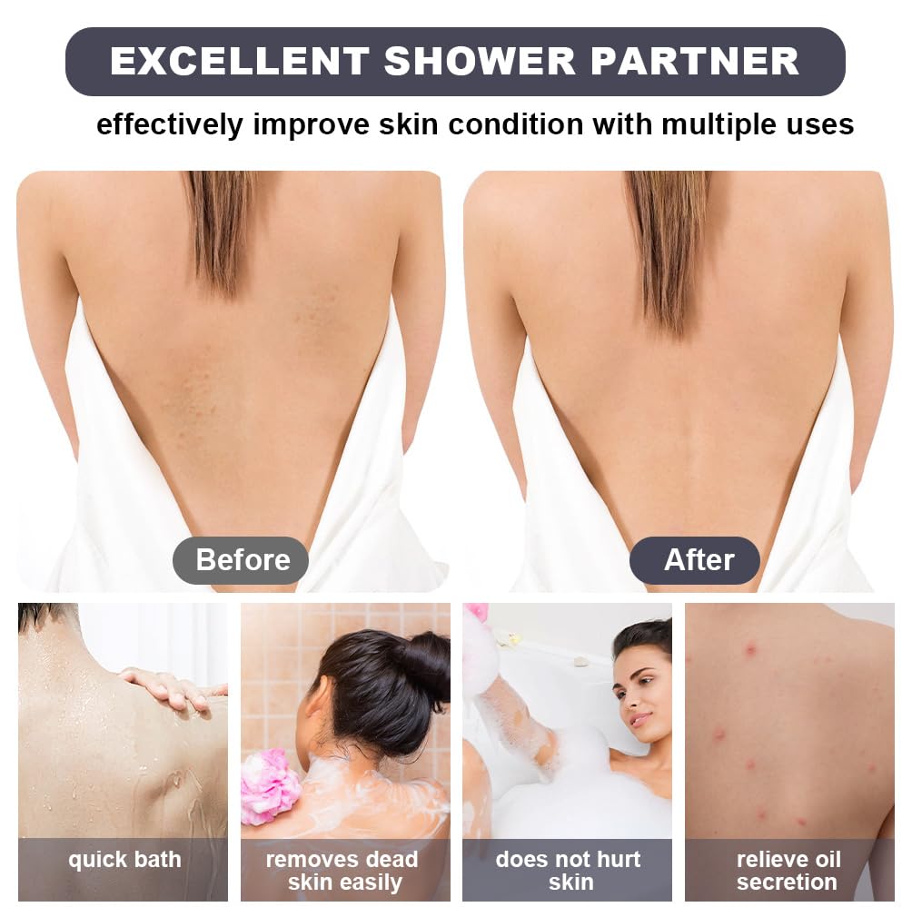 URAQT Exfoliating Back Scrubber for Shower 37 Inches Back Washer with Handles - Image 4