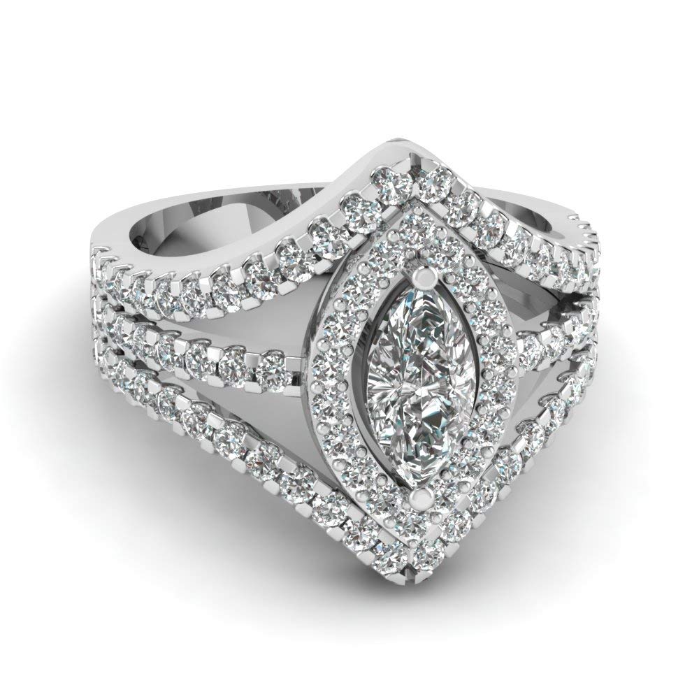 CustomizedGifts Twisted Vine Diamond Ring rose gold plated Created Cubic Zircon Heart shape White color Side Stone Engagement Rings prong Setting in Size 5 Party Wear Daily Wear Ornament