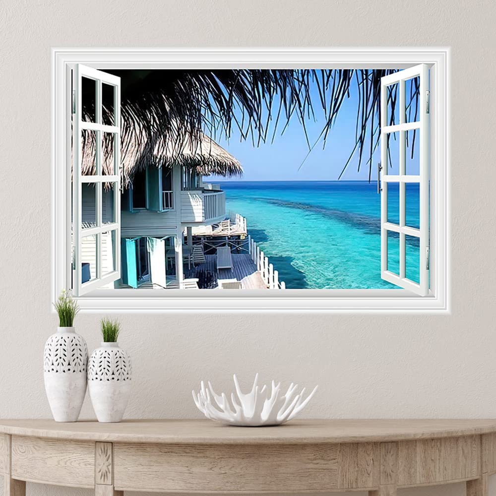 「美しい窓辺」ウォールデコM ホワイト Amazon.co.jp: Condessacity ウォールステッカー 窓 絵画風 壁紙