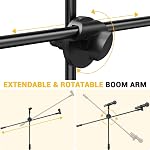 Ohuhu Microphone Stand 2-Pack, Heavy Duty Tripod Boom with Clip Holders | Collapsible floor stand, suitable for singing, speech, weddings, stage performances, outdoor events, black finish