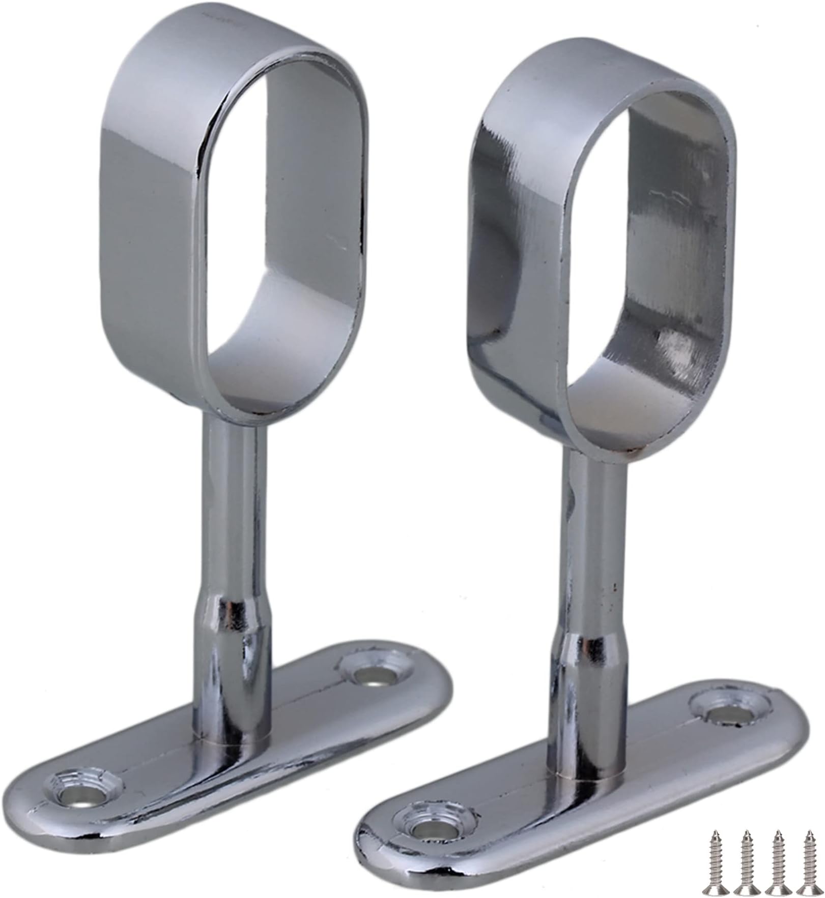Oval Closet Middle Zinc Alloy Rod Middle Support for Wardrobe Cupboard Clothes Hanging Pack of 2