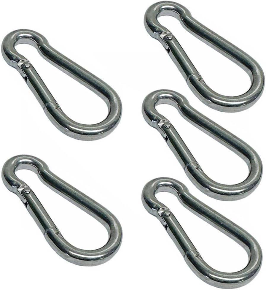 5 PC Marine Carabiner 5/16'' x 80mm Spring Snap Hook Stainless Steel 280 LBS