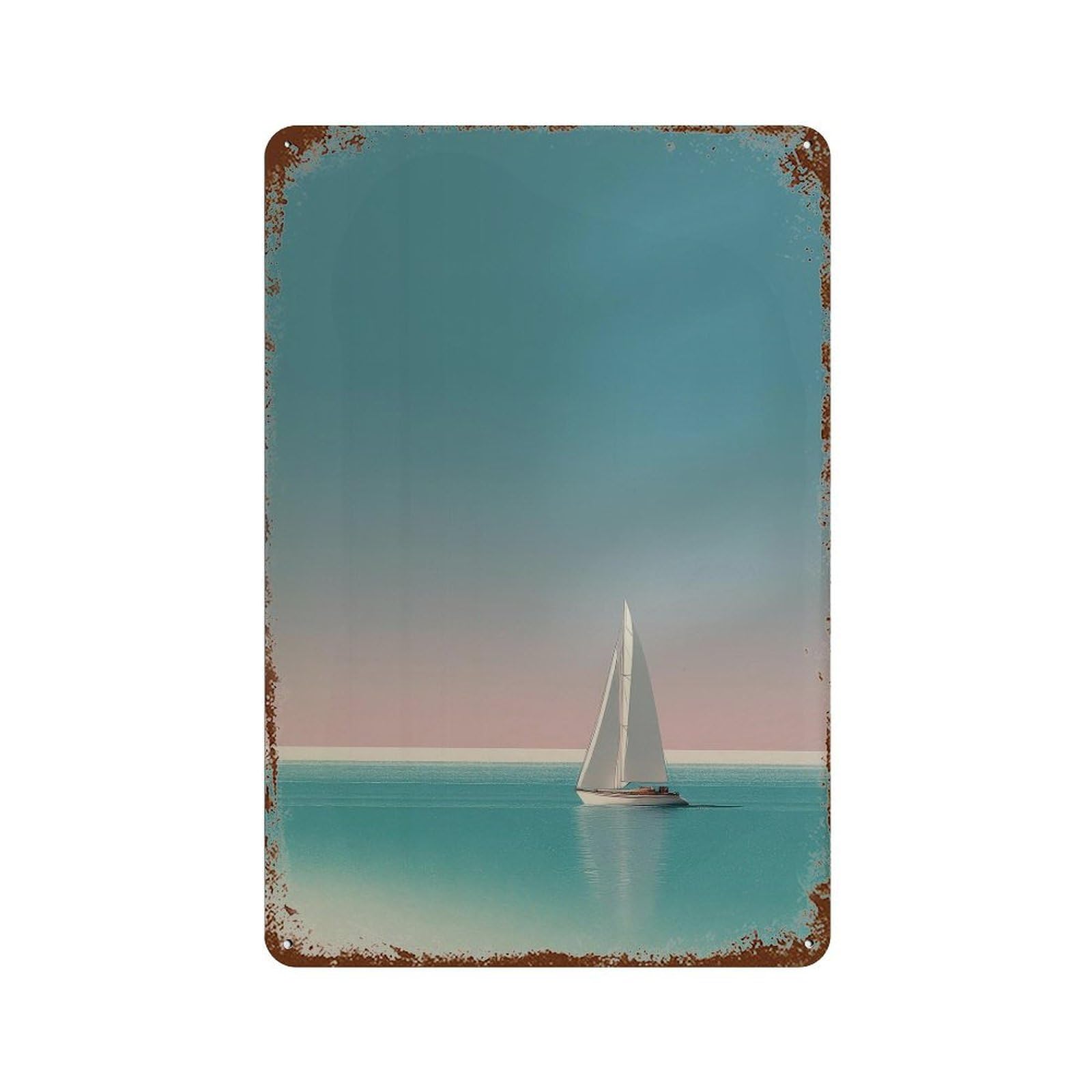 xiaoxiaoshen Sailboat. Minimalist Serene Seascape Wall Decor Art Metal Tin Poster Modern Home Decor Art Home Bar Shop Decorations Vintage Sign 30x20cm