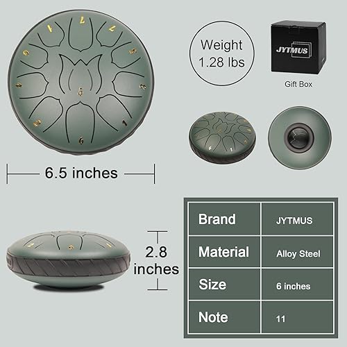 Vista 37 de Tambor de lengua de acero, 13 notas, 12 pulgadas, tambor de acero con bolsa de tambor, libro de música, mazos de tambor, soporte de mazo, púas