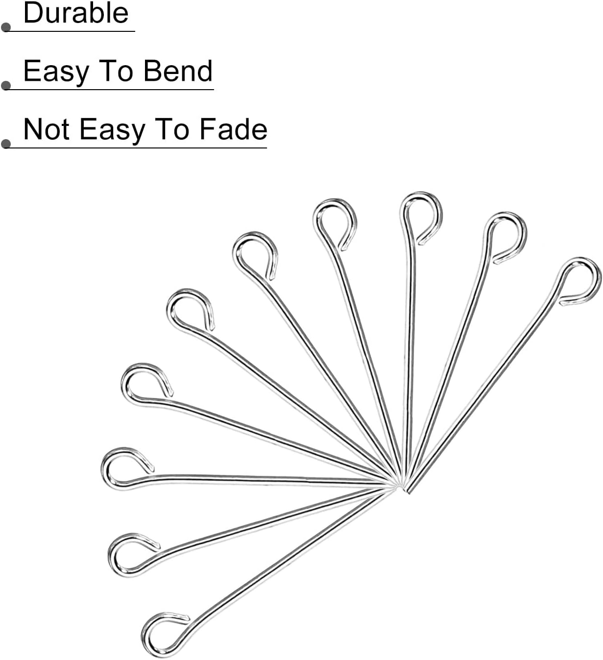 MECCANIXITY 500Pcs White Iron Eye Pins 20mm 21 Gauge/0.7mm Eye Pins for Jewelry Making Findings DIY Craft Necklaces Bracelets Earrings Head Pins image 4
