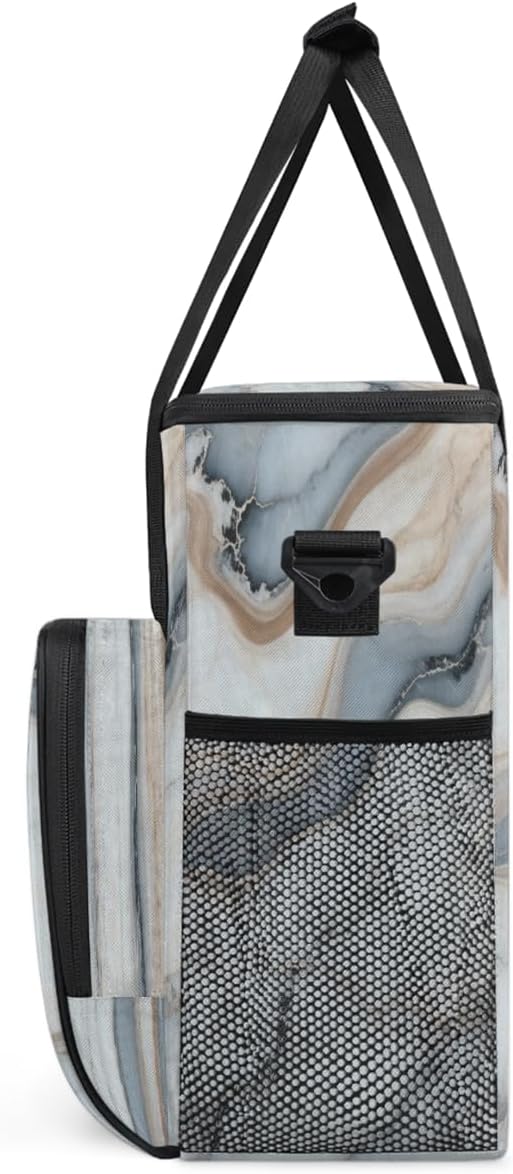 Blue Marble Pattern Portable Coffee Maker Carrying Bag Compatible with Keurig K-Mini or K-Mini Plus - Travel Storage Tote with K-Cup Pod Pockets for Single Serve Coffee Brewer
