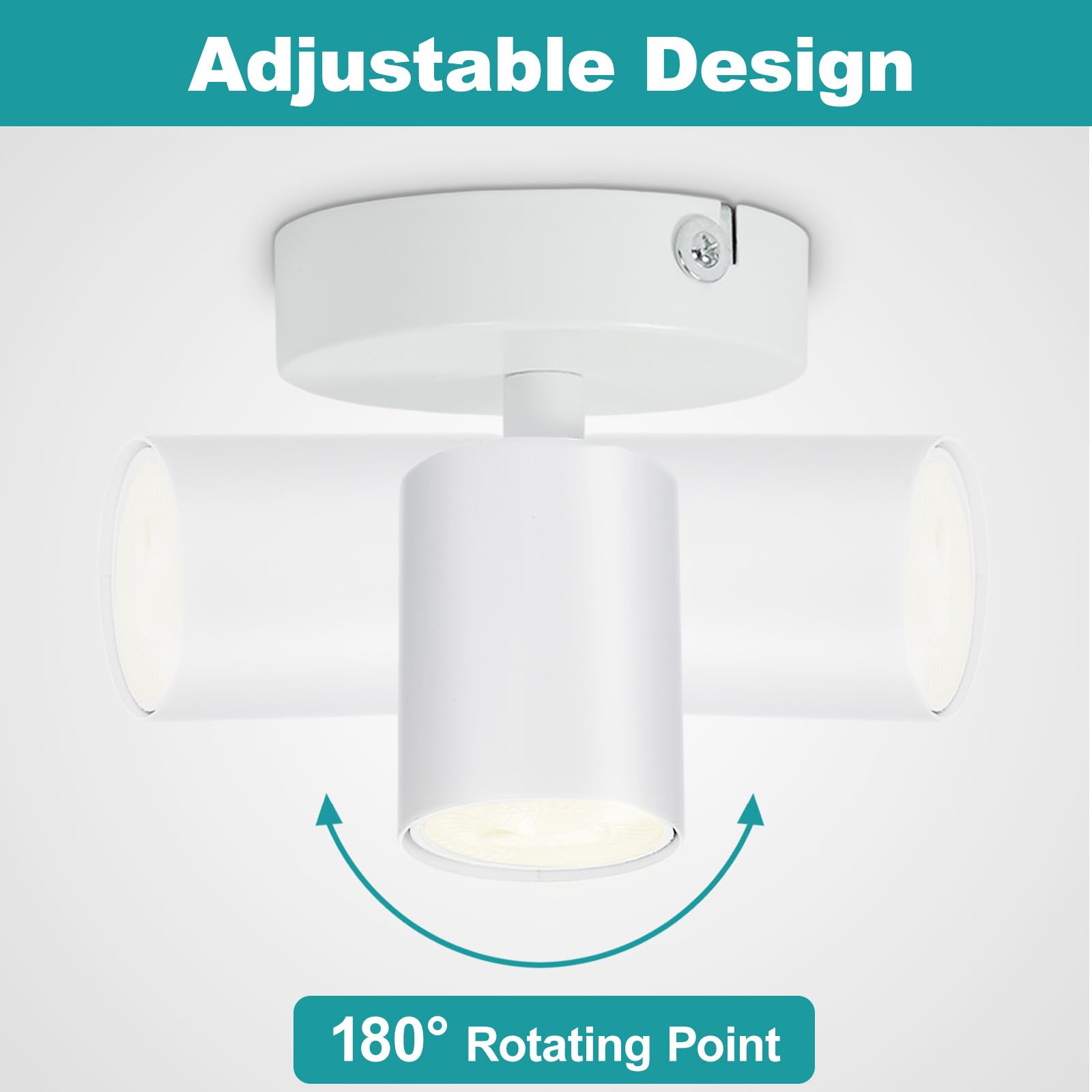 Seruno X 2-Pack Adjustable GU10 Spotlight, 6W LED Compatible, Metal Matt White - Image 2