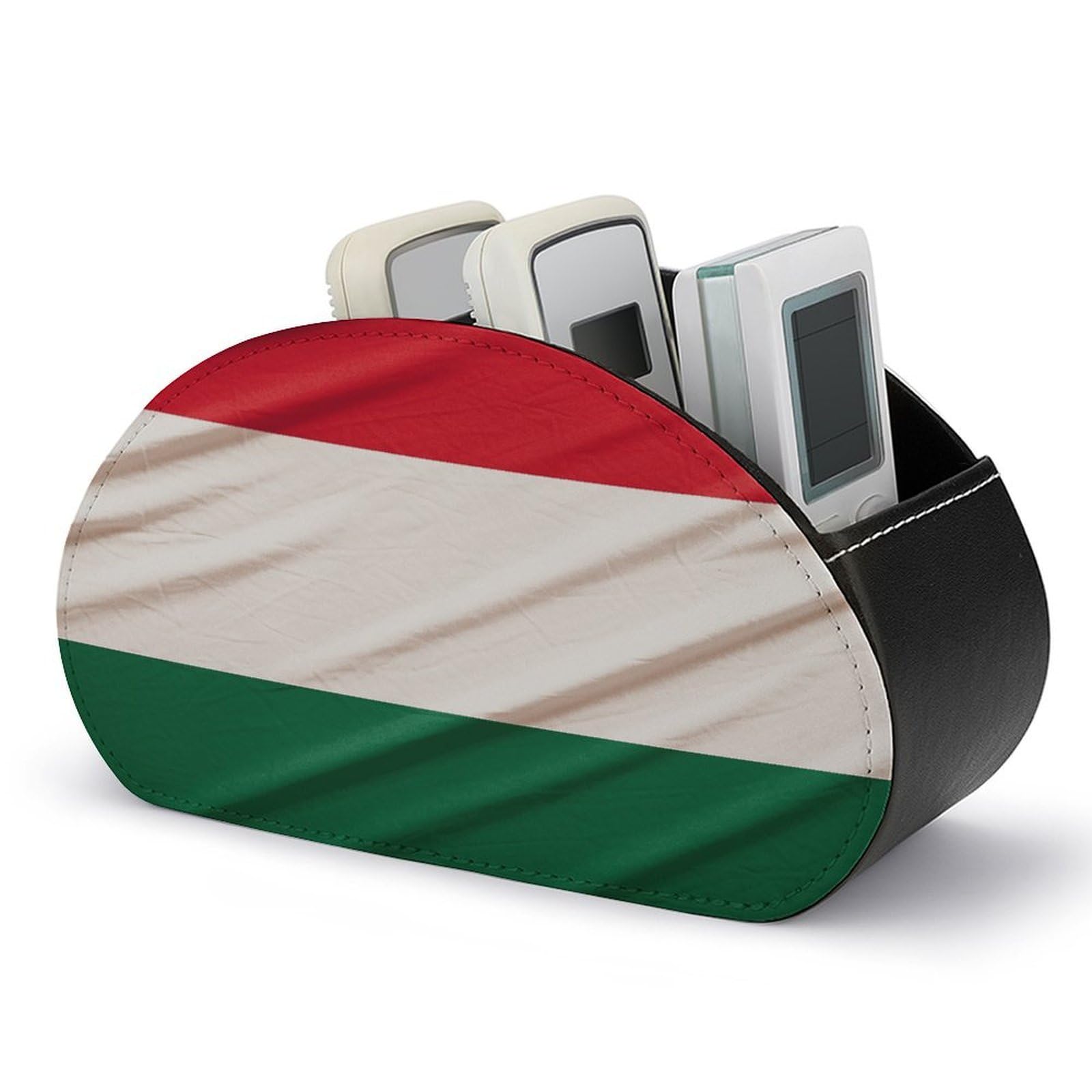 VstaDank Italy Flag Remote Control Holder Farmhouse TV Media Remote Storage Box with 5 Compartments PU Leather Remote Caddy Desktop Organizer for Home Bedside Table Organizer