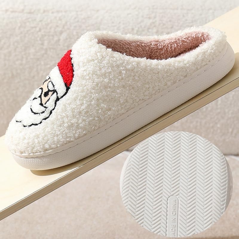 Unisex Xmas Elk Shoes Santa Reindeer Cute Strawberry Cartoon Christmas Tree Pink Bow Memory Foam Soft Plush House Slippers Indoor/Outdoor - Image 4