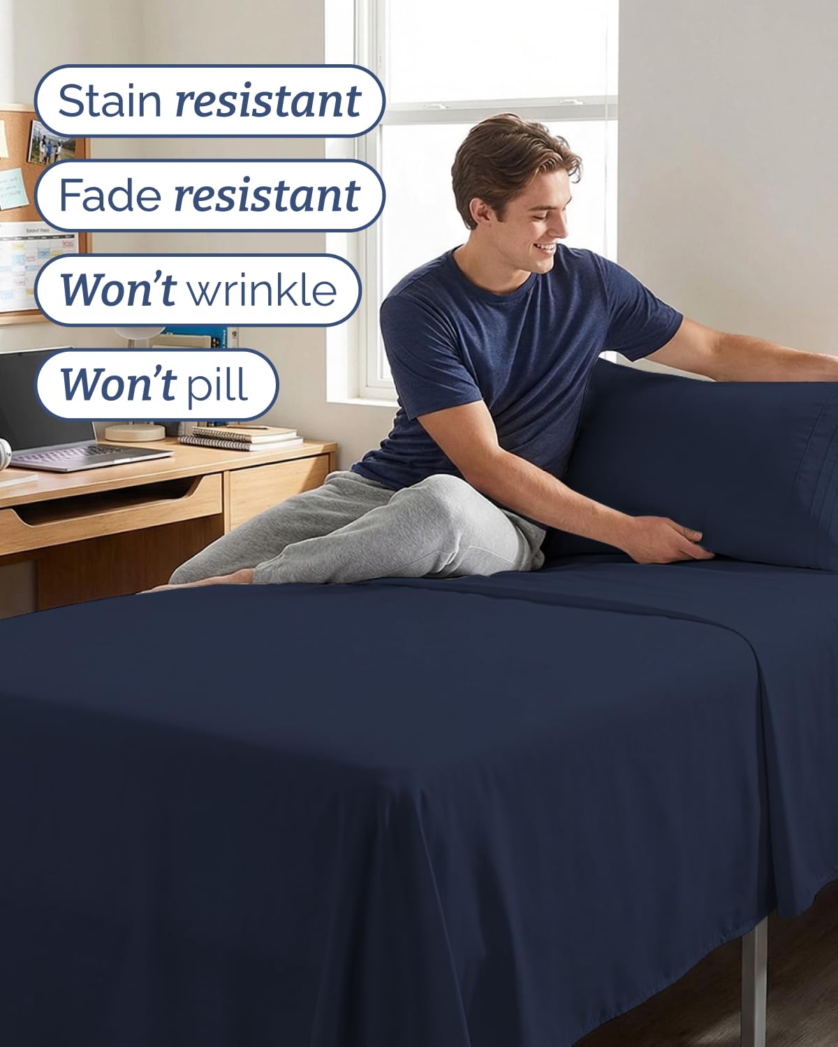 Amazon｜ツインXLシーツセット 3点セット 大学寮の部屋のベッドシーツ