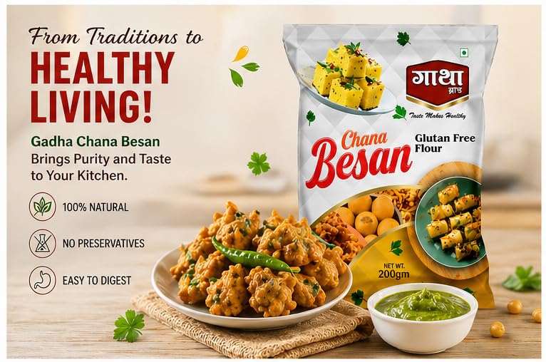Image of Gatha Besan (Gram Flour) 250 gm each (pack of 2) - 100% Pure Chana Dal Flour | Finely Ground | No Preservatives, No Chemicals | Ideal for Pakora, Sweets & Daily Cooking