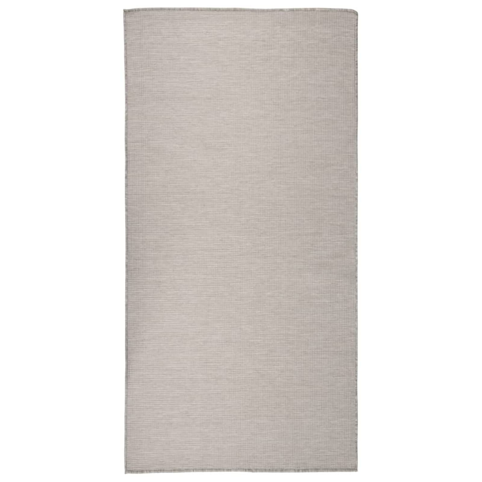 Tapis d'extérieur en tissu plat gris taupe 100 x 200 cm pour terrasse
