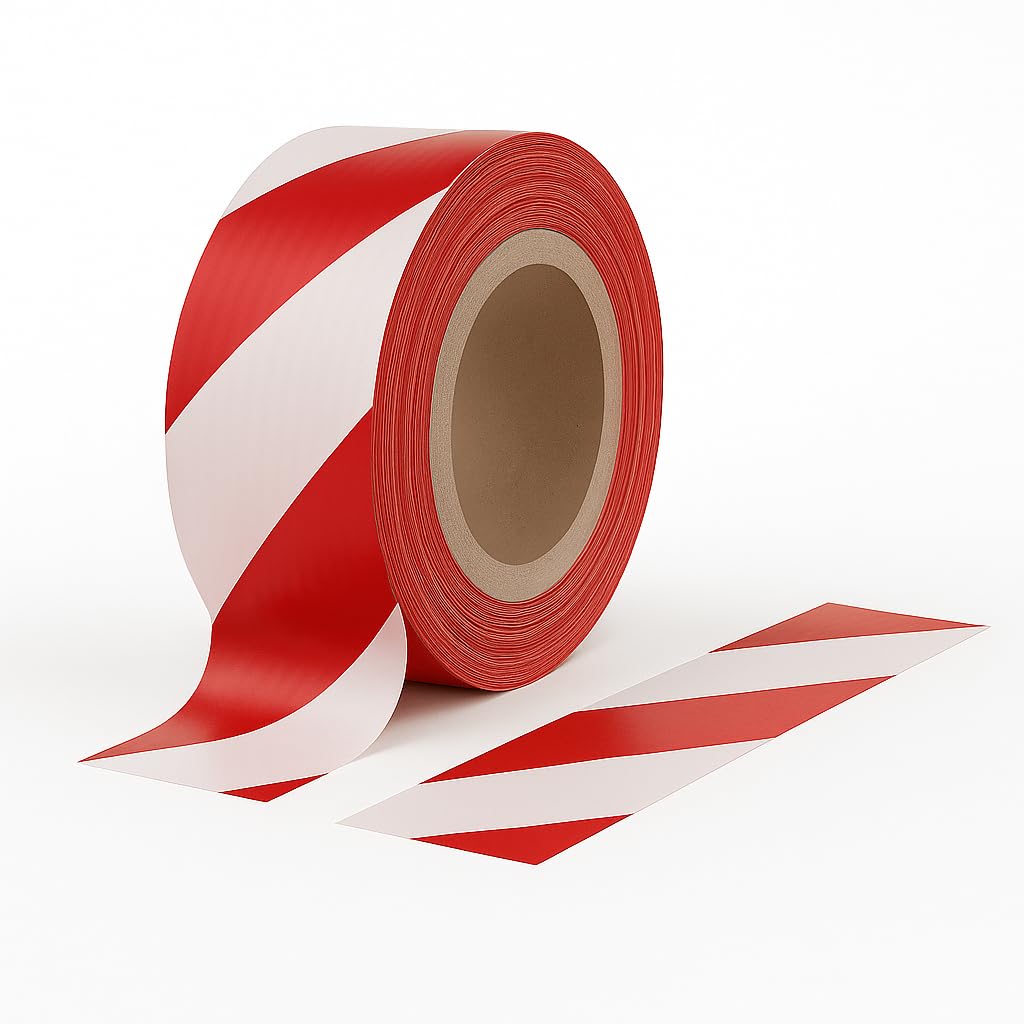Sunrise Packaging 1 Roll of Non-Adhesive Barrier Tape 70mm x 500 Meter Extra Long – Red & White Safety Warning Tape for Construction, Warehouse & Crowd Control – High Visibility PE Caution Tapes Roll