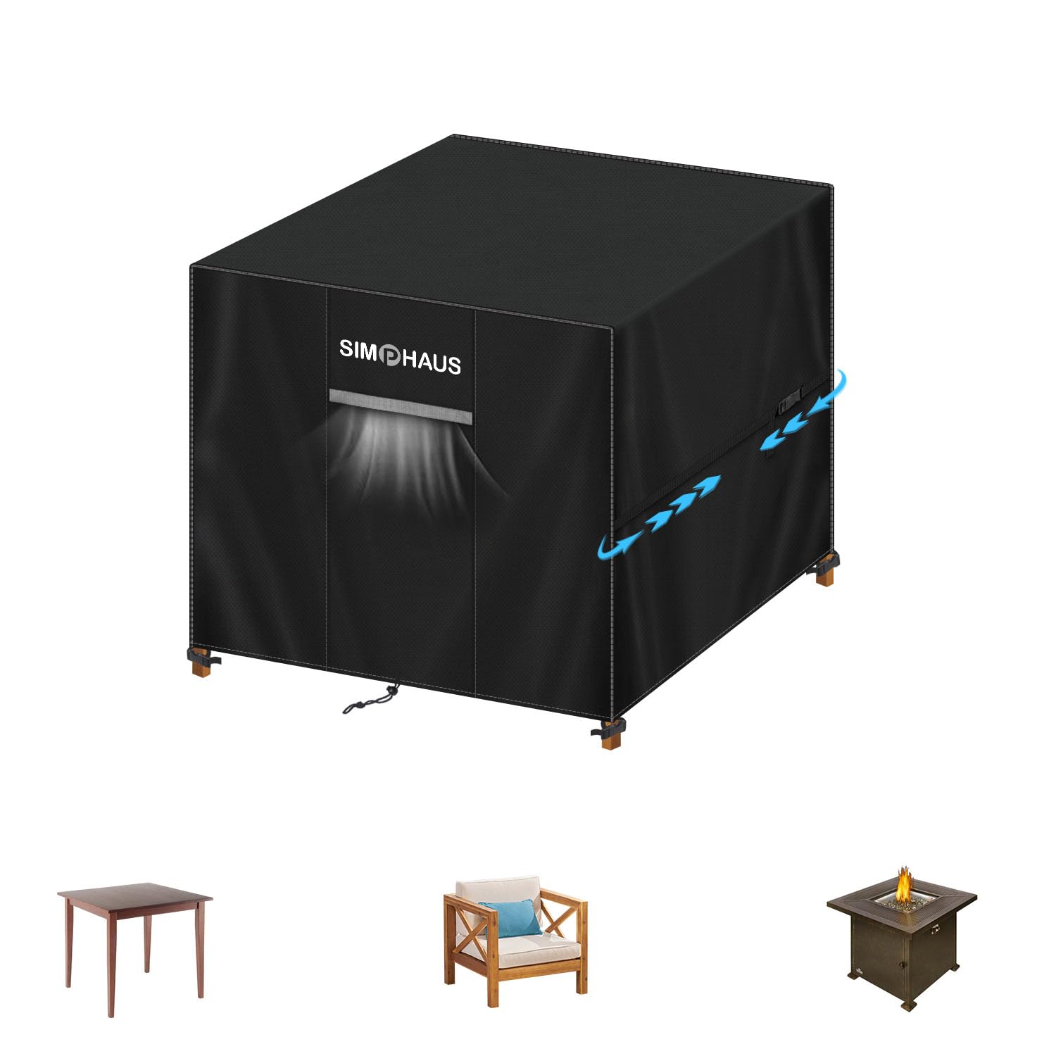 SIMPHAUS Patio Table Cover for Coffee Table Outdoor Furniture Covers Waterproof Covers for Garden Furniture Covers for Outside Garden furniture Bistro Set UV Resistant 420D Oxford Fabric 95x95x90cm