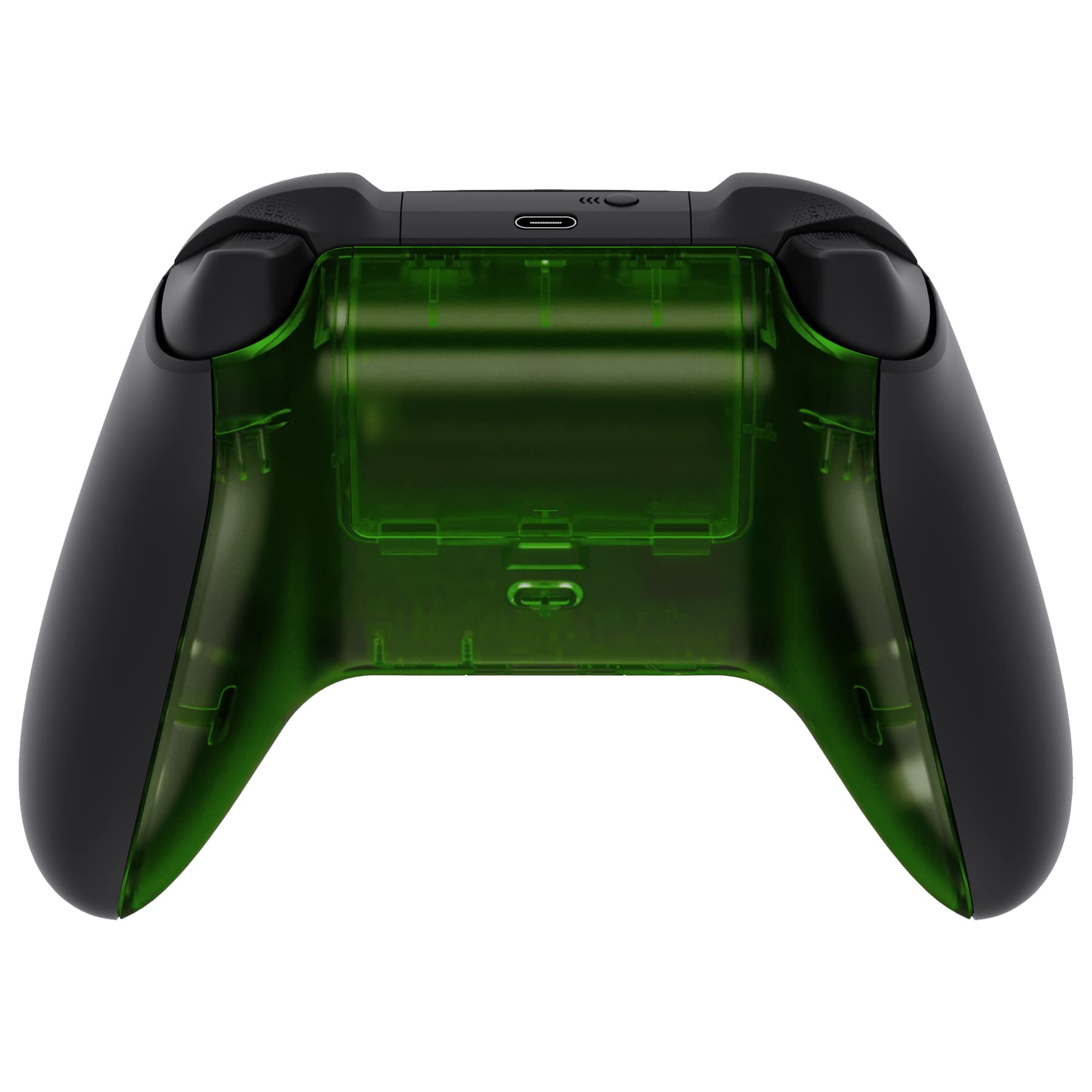 eXtremeRate Cover Posteriore Ricambio per Xbox Series X S Controller,Custodia Copertura Coperchio di Batteria Scocca Shell per Xbox Series X/S Joystick Model 1914-Trasparente Verde