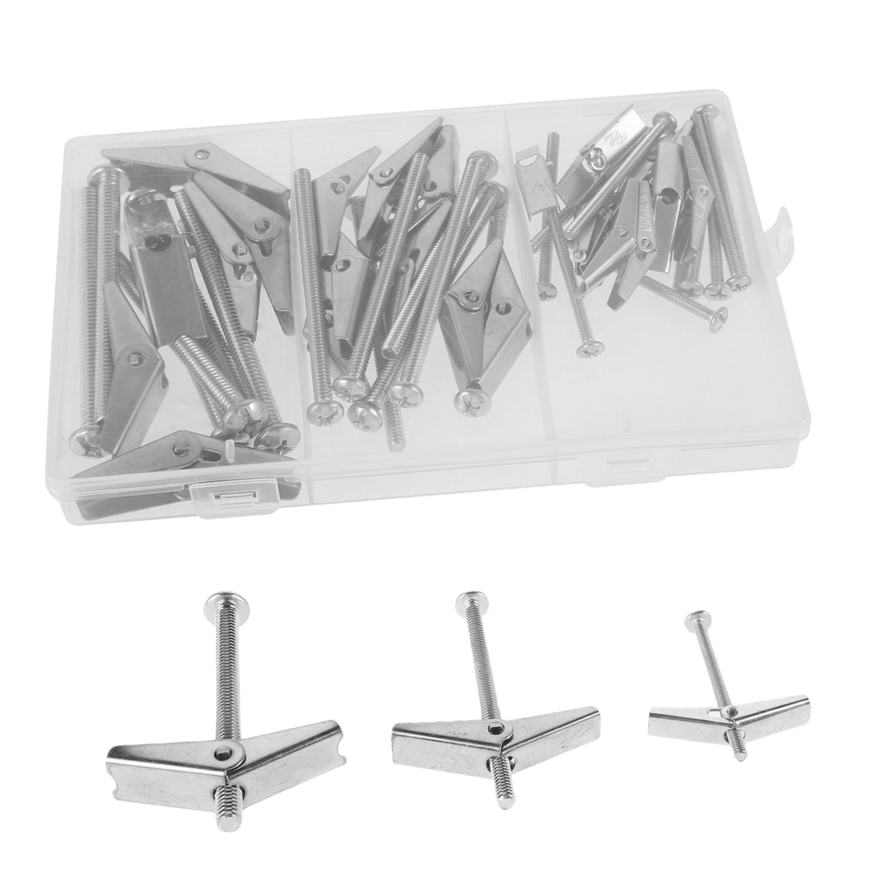 SOLUSTRE 24pc Drywall Anchors Screws Kit Toggle Bolts Wing Nuts Galvanized Steel Easy Install for Walls