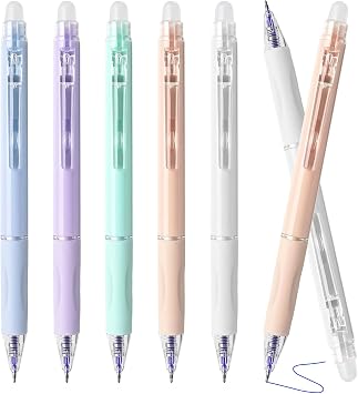 5Pcs Erasable Gel Pens Blue Ink, 0.5mm Retractable Quick Dry Fine Point Pens, Smooth Writing Pens for OfficeBlue Ink