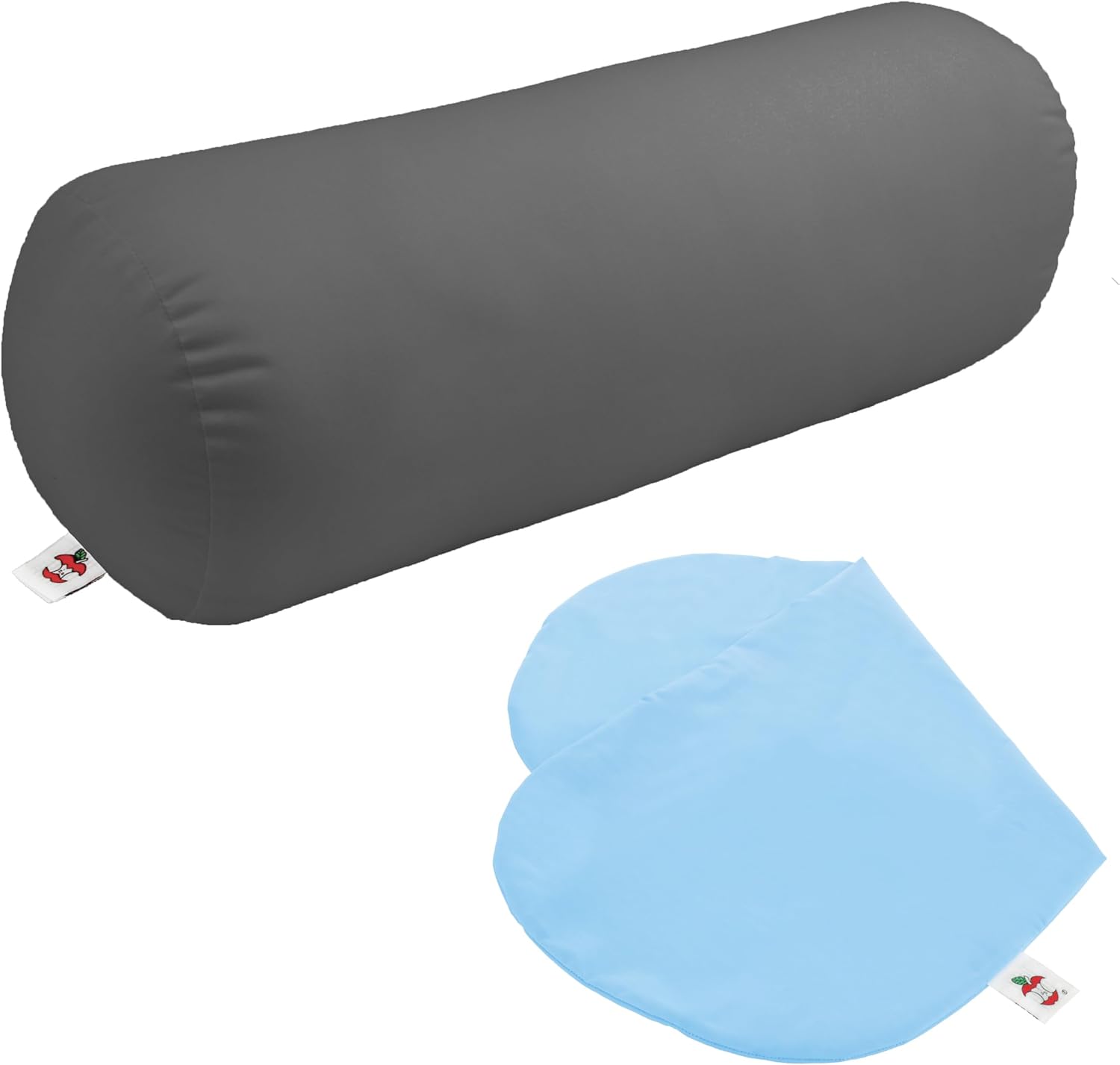 Core Products Jackson Roll Positioning Support Bolster, Gray & Slip-on Pillow Case, Blue