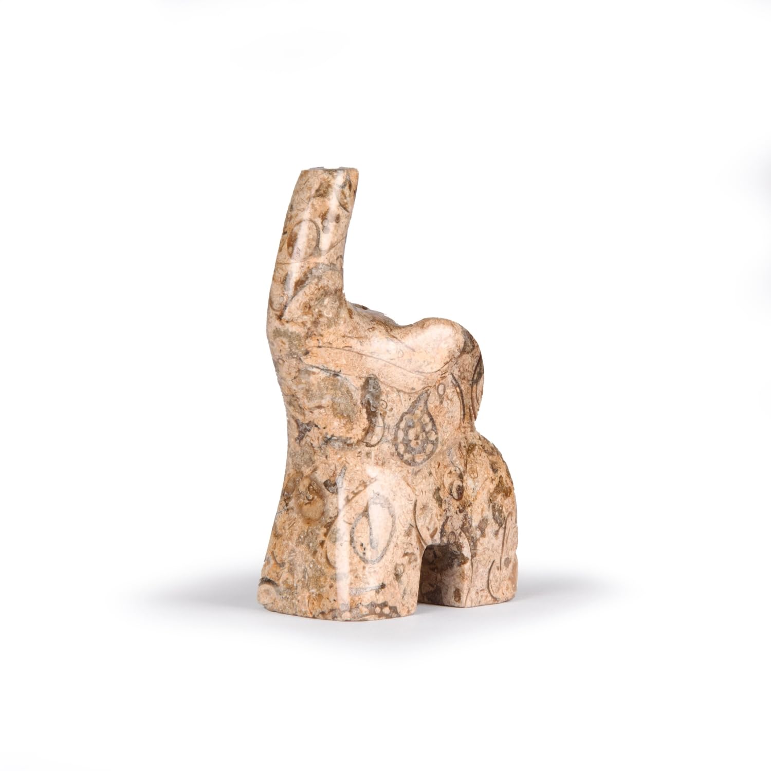 British Fossils Fossilstone 3" Hand-Carved Himalayan Marble Elephant Ring Holder | Gift Boxed | Elegant Jewellery Storage & Gift