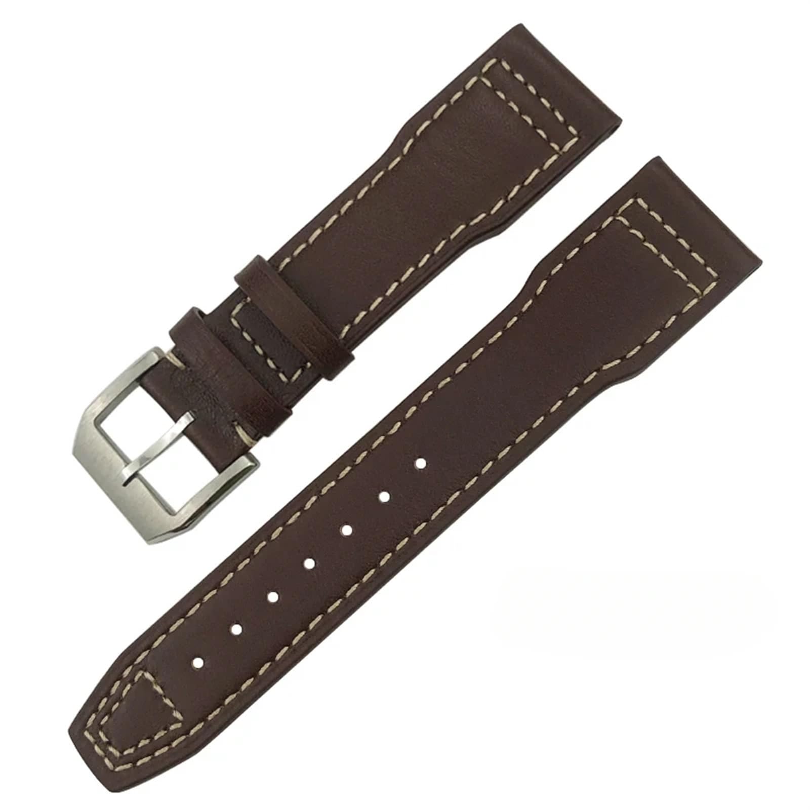 Skórzany pasek 20 mm 21 mm 22 mm do IWC IW3777 IW3270 Mark 18 Duży pasek do zegarka Pilot Brown Soft Brown Wachetta Brown White Silver, 21 mm)