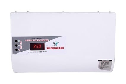 SHIELDGUARD  5 KVA Digital HLT Voltage Stabilizer for AC (1.5/2 TON, 160v to 290v, White)