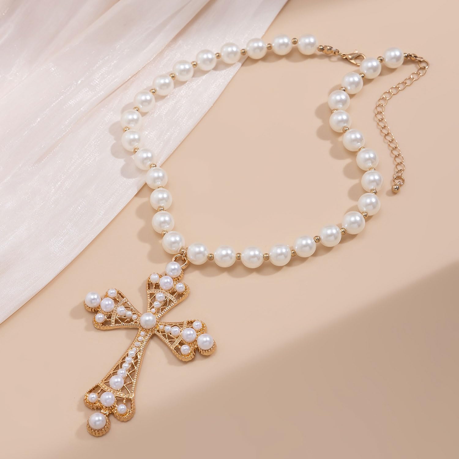 Gothic Cross Necklace for Women Chunky Cross Pendant Necklaces Black Large Cross Necklace Rosary Necklaces for Women - Image 5