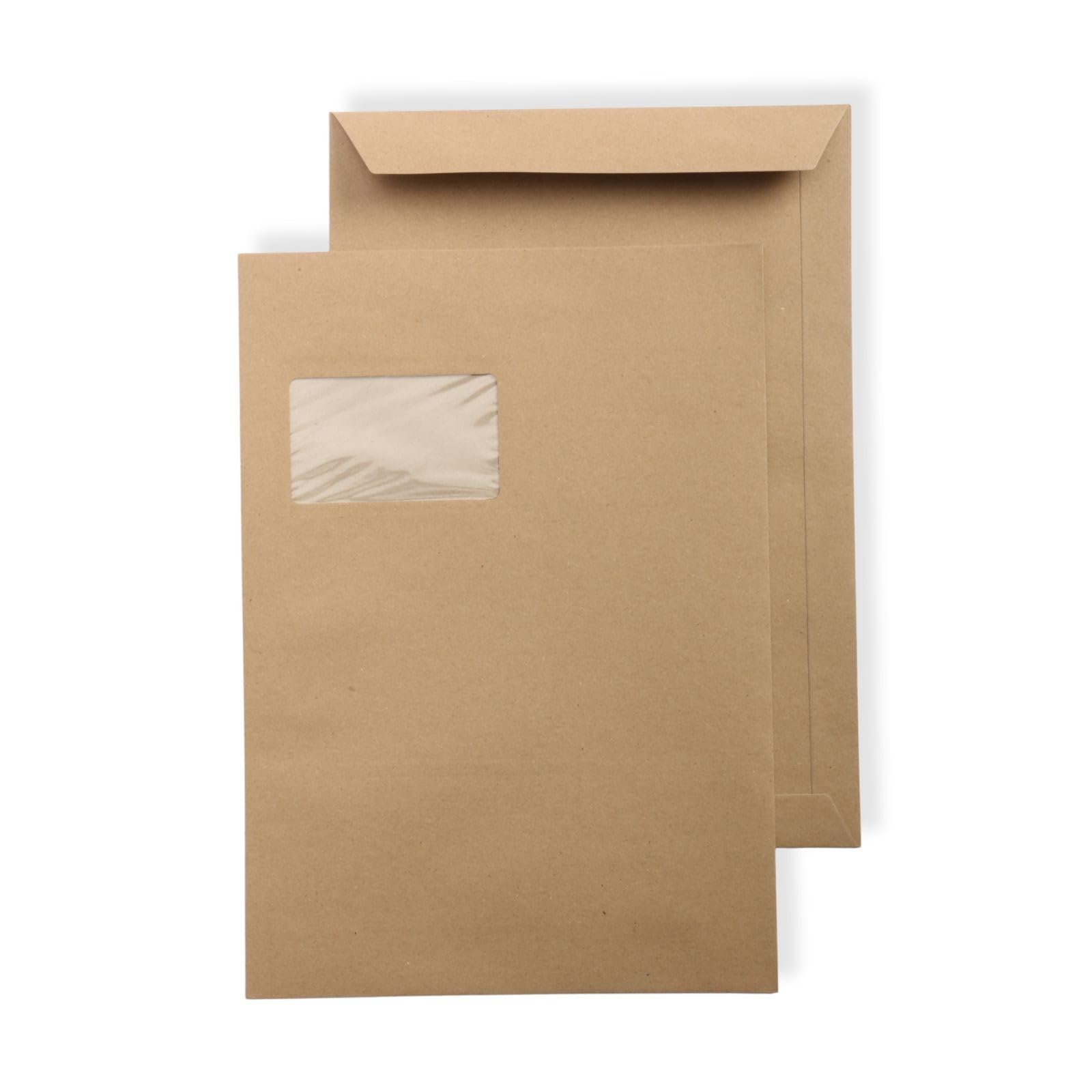 500 Stück Versandtaschen Briefumschläge C4 A4 braun selbstklebend mit Fenster 229x324 mm SK